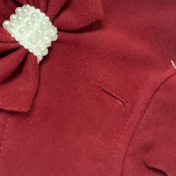Fab Dog Maroon Red Dog Winter Dress Coat with White Bead Detail Size Medium - Picture 9 of 16